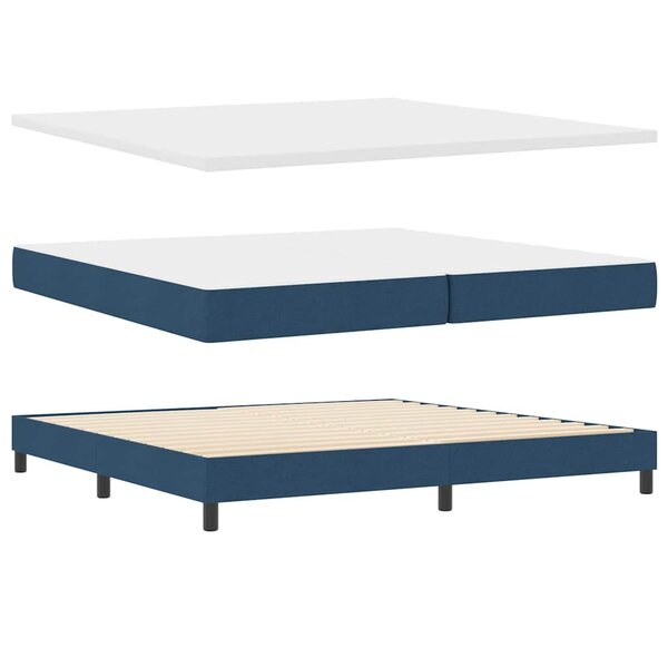 vidaXL Lit à ressorts avec matelas Bleu 200 x 200 cm tissu