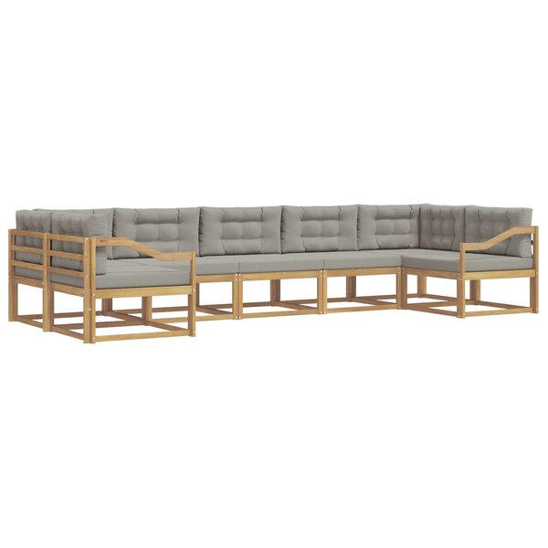 vidaXL Ensemble de canapés d'extérieur 7 Pièces Blanc et gris clair