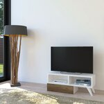 Homemania meuble tv active 140x29 7x35 cm blanc et noyer