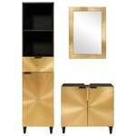vidaXL Ensembles de mobilier de salle de bain 3 Pièces Noir et or
