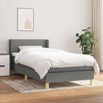 vidaXL Sommier à lattes de lit et matelas Gris foncé 90x190 cm Tissu