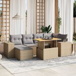 vidaXL Salon de jardin avec coussins 7 Pièces beige résine tressée
