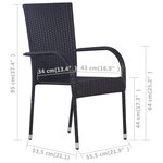 vidaXL Chaises empilables d'extérieur lot de 6 Résine tressée Noir