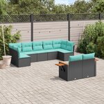 vidaXL Salon de jardin 9 Pièces avec coussins noir résine tressée