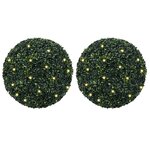 vidaXL Boules de buis artificielles avec lumières LED 2 Pièces vert 52 cm