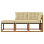 vidaXL Canapés modulaires d'extérieur 3 Pièce Naturel et Beige