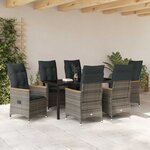 vidaXL Ensemble de salle à manger pour jardin 7 Pièces Gris Poly rotin