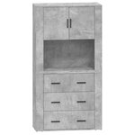 vidaXL Buffet haut Gris béton Bois d'ingénierie