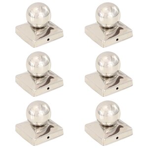 vidaXL Bouchons de poteau 6 Pièces Globe final Acier inoxydable 81x81 mm