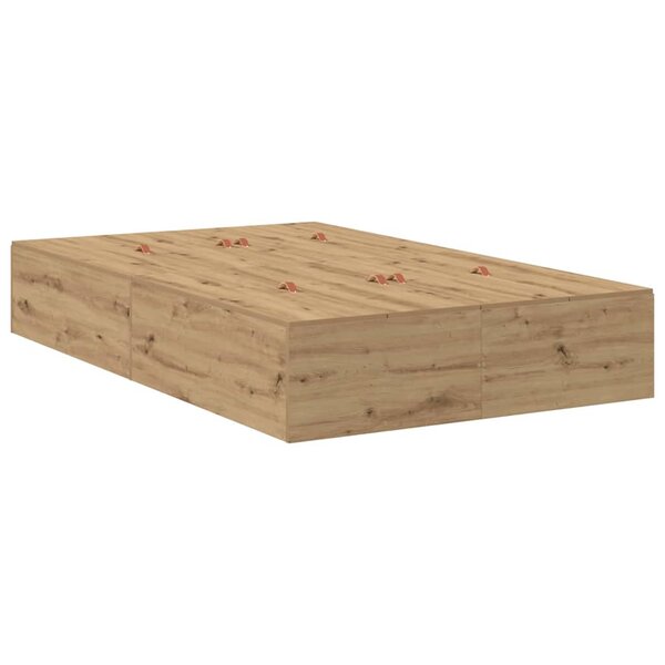 vidaXL Cadre de lit avec stockage chêne artisanal 200 x 120 x 31 5 cm
