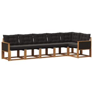 vidaXL Ensemble de canapés d'extérieur 6 pc Naturel et noir