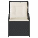 vidaXL Chaises inclinables de jardin lot de 2 et coussins noir rotin