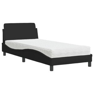 vidaXL Lit avec matelas Dover noir 90x190 cm tissu