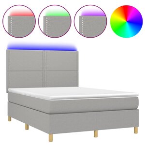 vidaXL Sommier à lattes de lit et matelas et LED Gris clair 140x200 cm