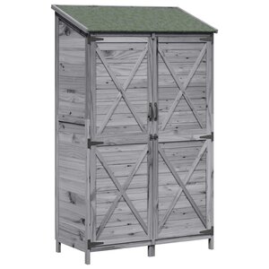 vidaXL Abri de jardin Gris 106 x 56 x 176 5 cm Bois de Sapin Massif