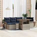 vidaXL Ensemble de canapé de jardin 7 Pièces gris et bleu marine