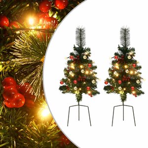 vidaXL Arbre de Noël artificiel pré-éclairé d'allée 2 Pièces 76 cm PVC