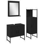 vidaXL Ensemble de mobilier de salle de bain avec stockage 3 Pièces Noir
