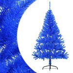 vidaXL Demi sapin de Noël artificiel avec support Bleu 150 cm PVC