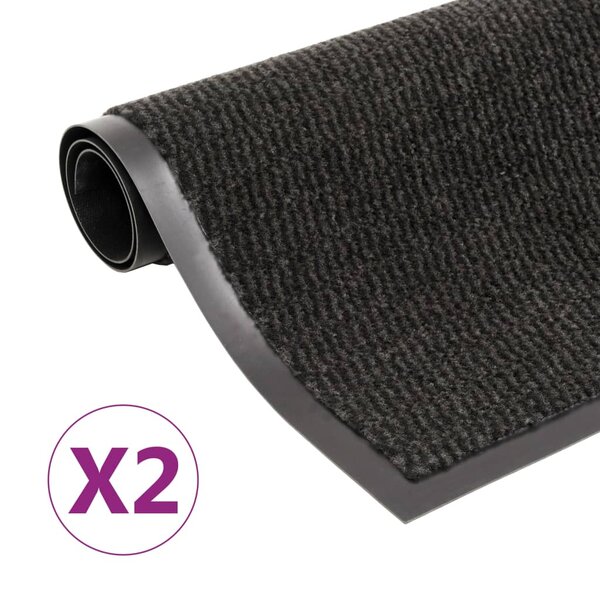 vidaXL Paillassons rectangulaires 2 Pièces 80 x 120 cm Noir