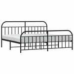 vidaXL Cadre de lit métal sans matelas avec pied de lit noir 200x200cm