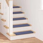 vidaXL Tapis d'escalier auto-adhésifs Rayé 15 Pièces Bleu 65 x 21 x 4 cm