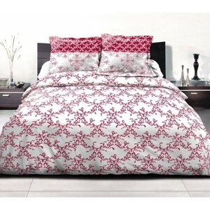 Parure de couette 240 x 260 cm : Housse de couette + 2 taies d'oreiller - 100  Coton - Bordeaux
