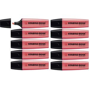 Surligneur BOSS ORIGINAL Rechargeable Pointe Biseautée 2-5 mm Rouge x 10 STABILO