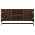 vidaXL Meuble TV avec portes en verre chêne marron 102x37x50 cm