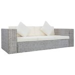 vidaXL Canapé à 3 places avec coussins Gris Rotin naturel