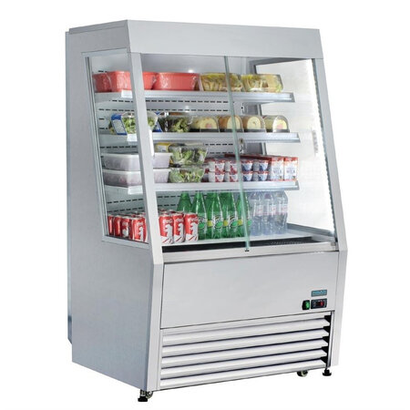 Vitrine réfrigérée murale libre service - 918 mm - polar - r290 - acier inoxydable390coulissante 918x792x1450mm