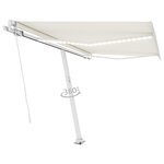vidaXL Auvent manuel rétractable avec LED 300x250 cm Crème