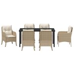 vidaXL Ensemble de Salle à Manger de Jardin 7 pièces avec Coussins Beige Poly Rattan