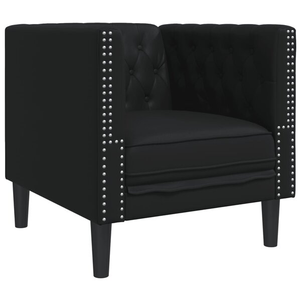 vidaXL Fauteuil Chesterfield noir similicuir