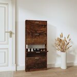 vidaXL Armoire à chaussures Chêne fumé 59x17x150 cm Bois d'ingénierie