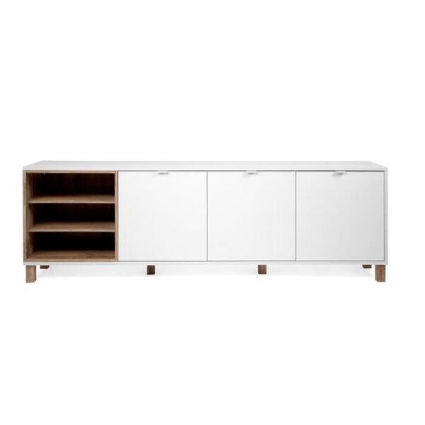 Enfilade -  Blanc - Scandinave - 3 portes - MENORCA - L 200 x P 35 x H 64,5 cm