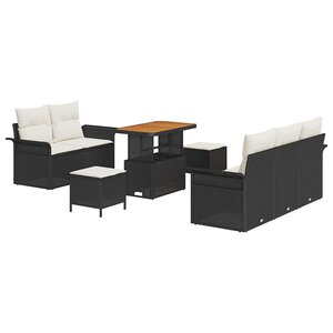 vidaXL Ensemble de canapé de jardin 8 Pièces Noir polyrotin