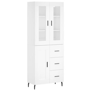 vidaXL Buffet haut Blanc 69 5x34x180 cm Bois d'ingénierie