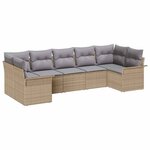 vidaXL Ensemble de canapé de jardin 7 Pièces Beige Poly rotin