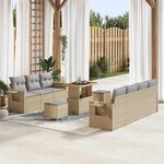 vidaXL Ensemble de canapé de jardin 10 Pièces Beige polyrotin