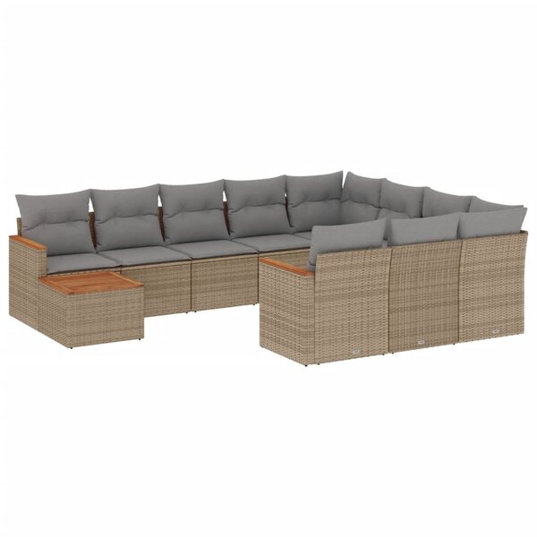 vidaXL Salon de jardin 11 Pièces avec coussins beige résine tressée