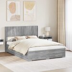 vidaXL Cadre de lit avec rangement et tête de lit Sonoma gris