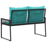 vidaXL Banc extérieur avec coussin 4 Pièces Noir et turquoise polyrotin