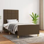 vidaXL Cadre de lit avec tête de lit Marron foncé 100x200 cm Tissu