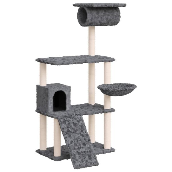 vidaXL Arbre à chat avec griffoirs en sisal Gris foncé 131 cm
