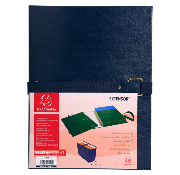 Chemise à boucle métal EXTENSOR 24x32 cm Capacité 16 cm Bleu EXACOMPTA