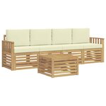 vidaXL Ensemble de canapés d'extérieur 5 Pièces Blanc et crème Polyester