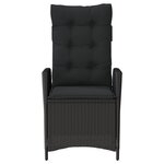 vidaXL Chaises inclinables de jardin lot de 2 et coussins noir rotin