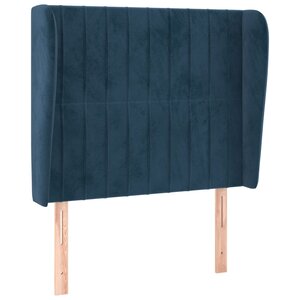 vidaXL Tête de lit avec oreilles Bleu foncé 103x23x118/128 cm Velours