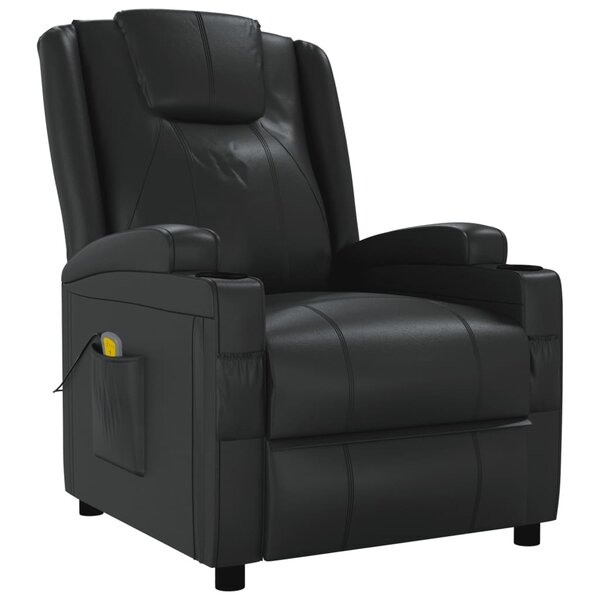 vidaXL Fauteuil de massage Noir Similicuir